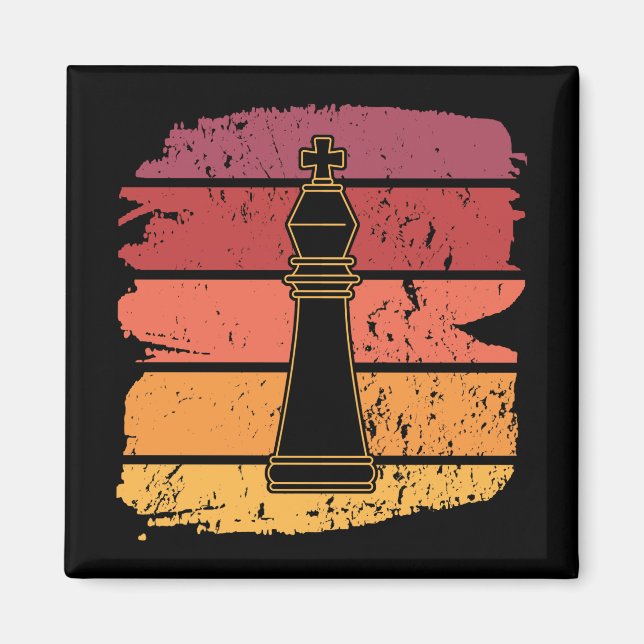 Chess Pieces Retro Magnet (Front)