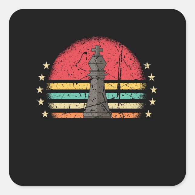 Chess Pieces Retro Square Sticker (Front)
