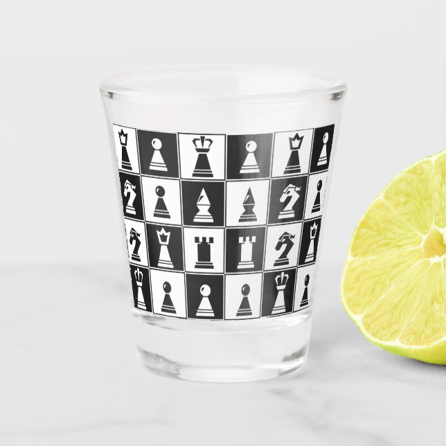 Chess Pieces Shot Glass (Front)