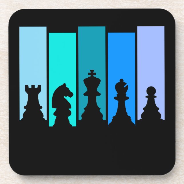 Chess Pieces Silhouette Coaster (Front)