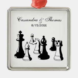 Chess Pieces Vintage Art #2 Metal Ornament