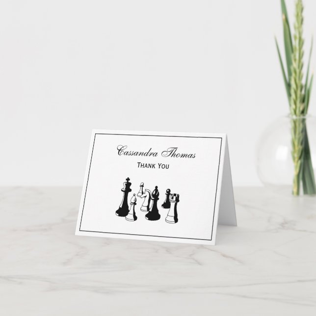 Chess Pieces Vintage Art #2 Thank You Card (Front)