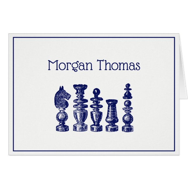 Chess Pieces Vintage Art Blue (Front Horizontal)