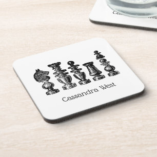 Chess Pieces Vintage Art Coaster