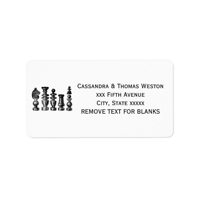 Chess Pieces Vintage Art Label (Front)