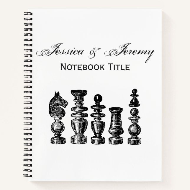 Chess Pieces Vintage Art Notebook (Front)
