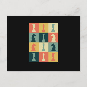 Chess Pieces Vintage Retro Checkmate Board Gift Postcard