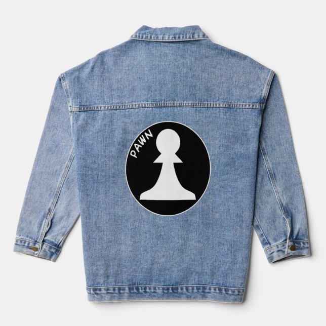 Chess Pieces White Pawn Chess Pawn White Chess Pie Denim Jacket (Back)