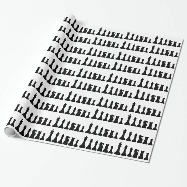 Chess Pieces Wrapping Paper (Unrolled)