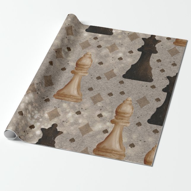 Chess Pieces Wrapping Paper (Unrolled)