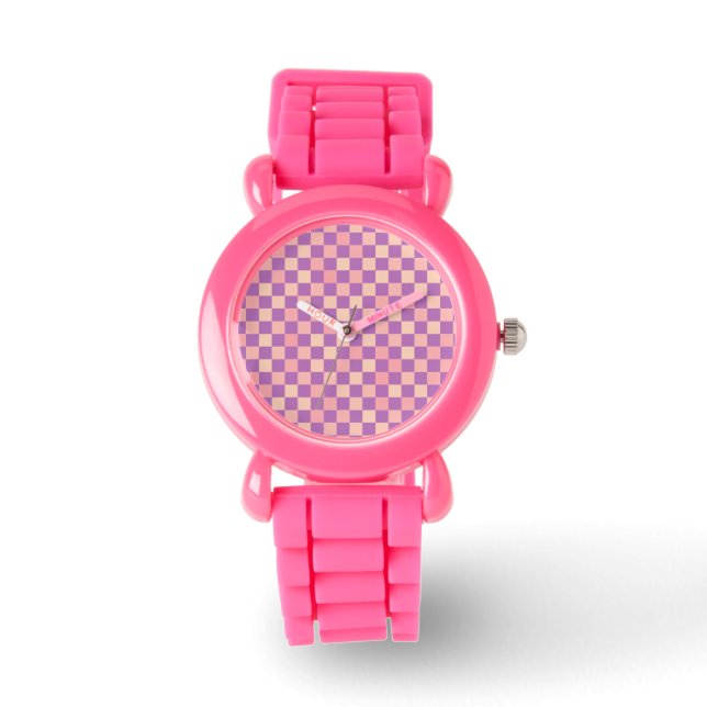 chess pink pattern hour watch (Front)