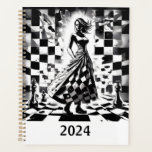 Chess planner<br><div class="desc">"Keep your thoughts in check (and stylish) with this chess planner! ♟️📓 Featuring a quirky black and white design of a girl in a chequered dress with chess pieces, it's perfect for chess lovers and anyone who likes a dash of whimsy in their note-taking. Grab one, jot down your moves,...</div>