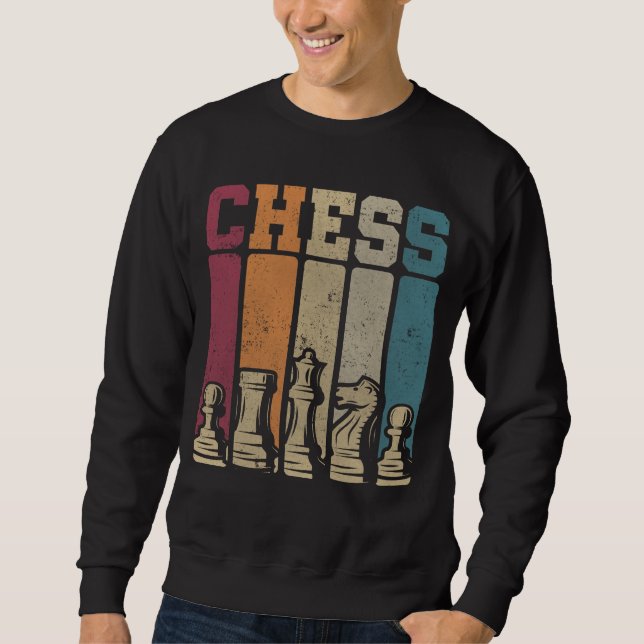 Chess Player Checkmate Vintage Chess Pieces Sweatshirt (Front)