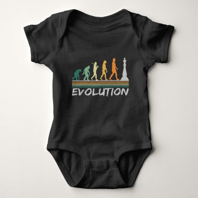 Chess player Evolution Retro Funny Gift for Man Baby Bodysuit (Front)