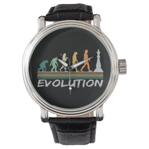 Chess player Evolution Retro Funny Gift for Man Watch