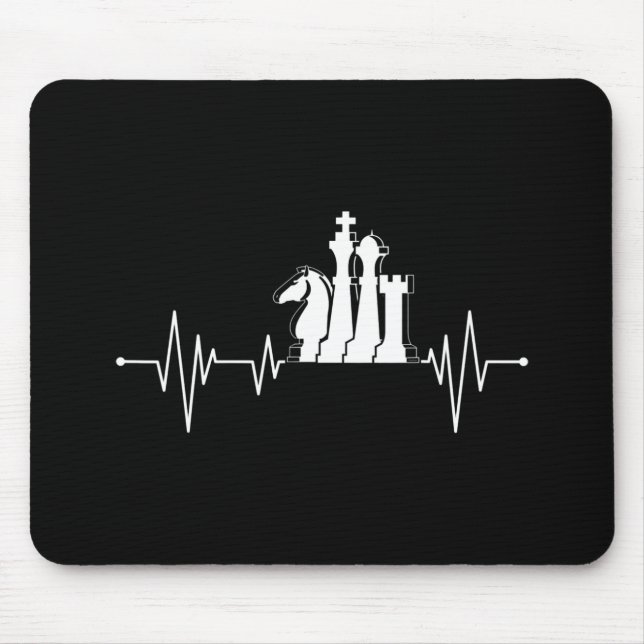 Chess Player Gift Idea Chess Pieces Heartbeat Mouse Pad (Front)