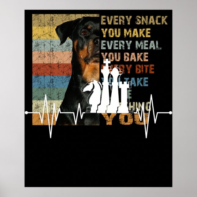 Chess Player Gift Idea Chess Pieces Heartbeat Poster (Front)