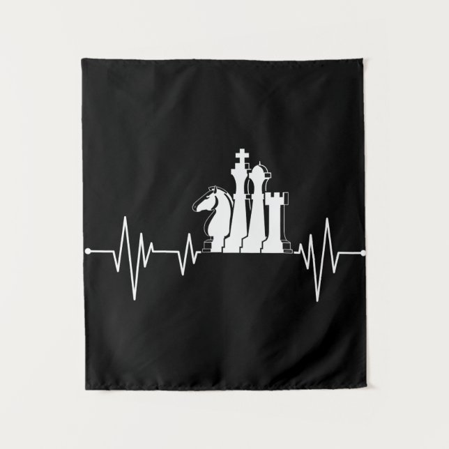 Chess Player Gift Idea Chess Pieces Heartbeat Tapestry (Front)