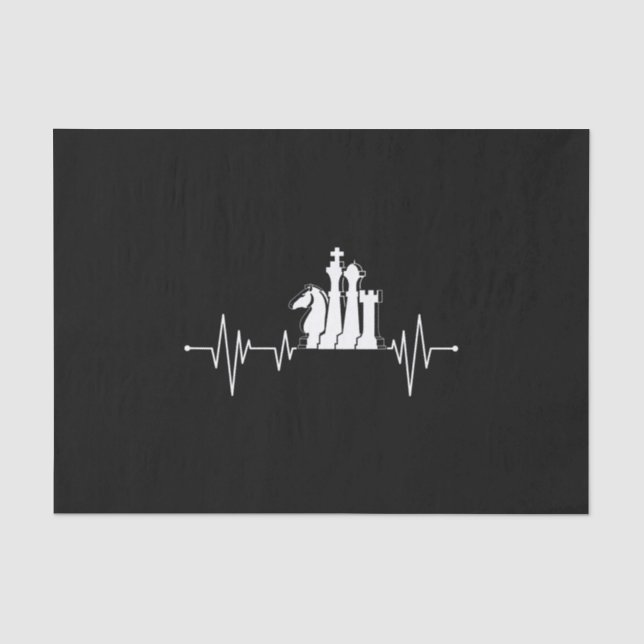 Chess Player Gift Idea Chess Pieces Heartbeat Tissue Paper (Front)