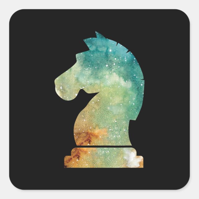 Chess Player Horse Knight Chess Lover Gift Square Sticker (Front)