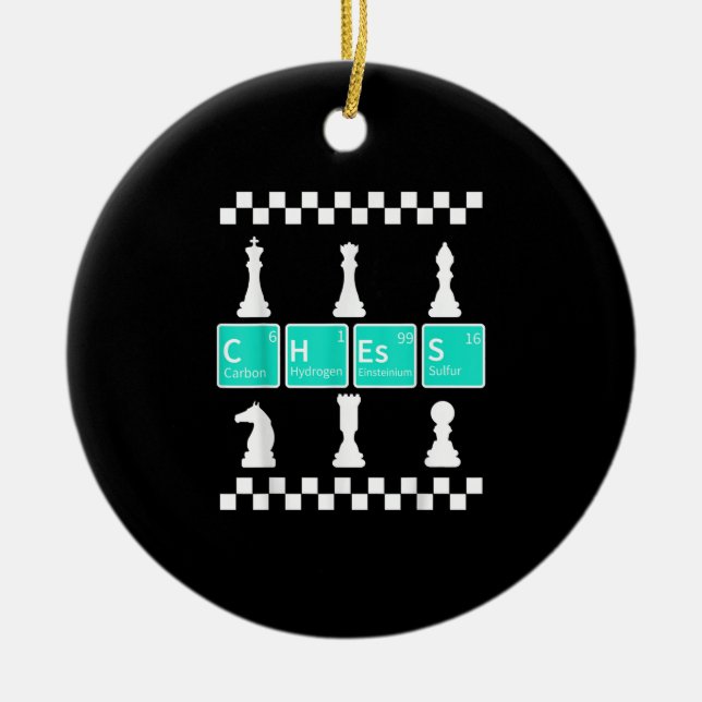 Chess Player Lover Periodic Table Funny Gift Men Ceramic Ornament (Front)