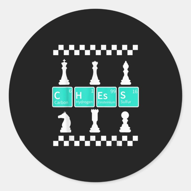 Chess Player Lover Periodic Table Funny Gift Men Classic Round Sticker (Front)