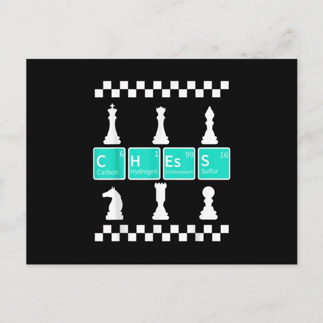 Chess Player Lover Periodic Table Funny Gift Men Invitation Postcard (Front)