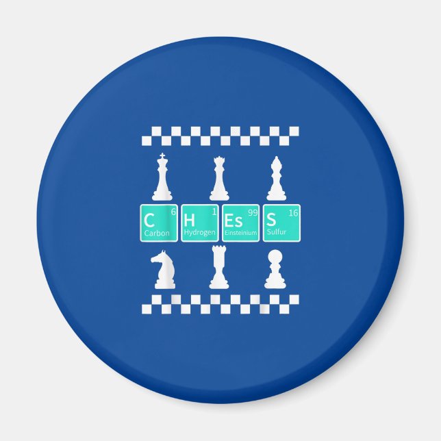 Chess Player Lover Periodic Table Funny Gift Men Magnet (Front)