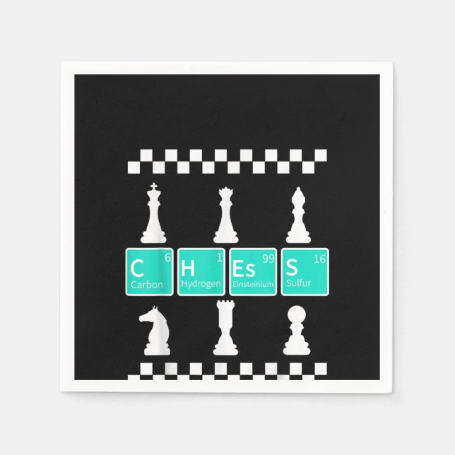 Chess Player Lover Periodic Table Funny Gift Men Napkin (Front)