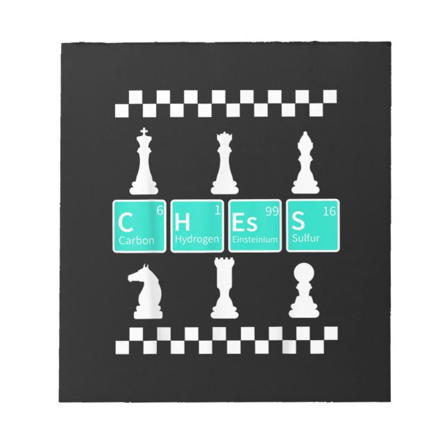 Chess Player Lover Periodic Table Funny Gift Men Notepad (Front)