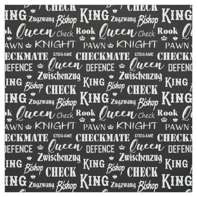 Chess Player Monochrome Chess Pieces Pattern Fabric (Swatch)