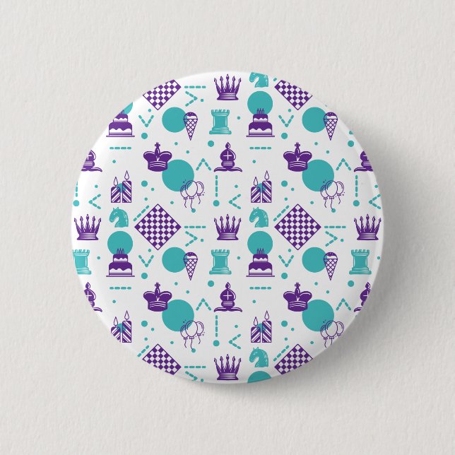 Chess Player Pieces - Party Art Pattern 6 Cm Round Badge (Front)