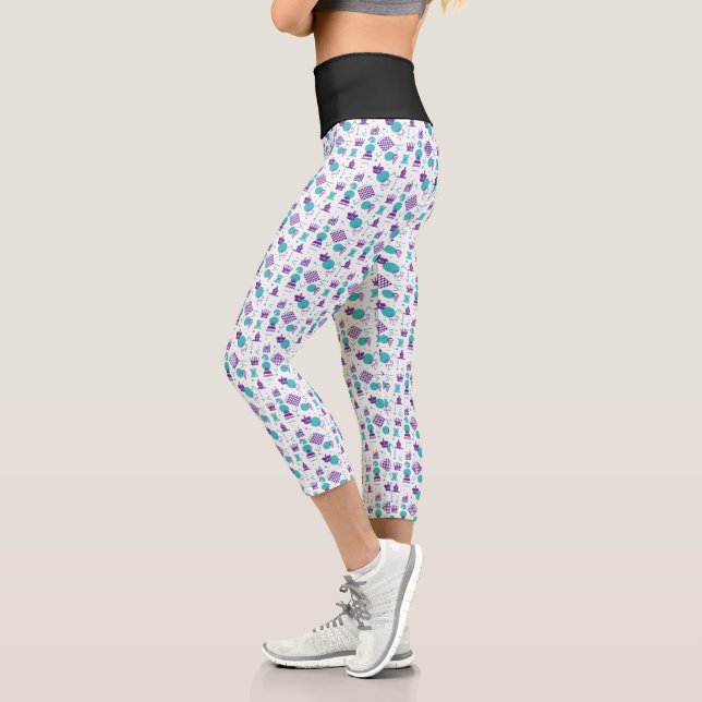 Chess Player Pieces - Party Art Pattern Capri Leggings (Left)