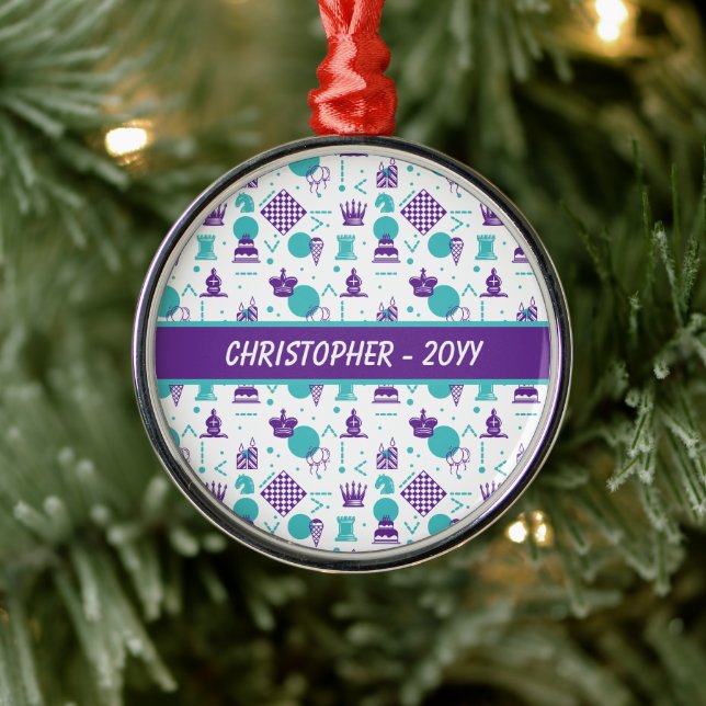Chess Player Pieces - Party Art Pattern Metal Ornament (Tree)