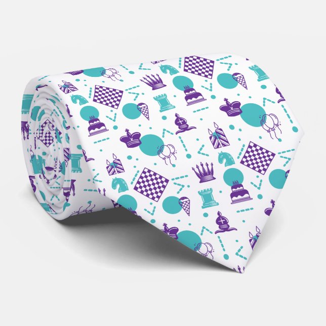 Chess Player Pieces - Party Art Pattern Tie (Rolled)