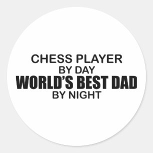 Chess Player World's Best Dad by Night Classic Round Sticker