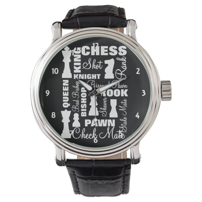 Chess Players Typography Design Watch (Front)