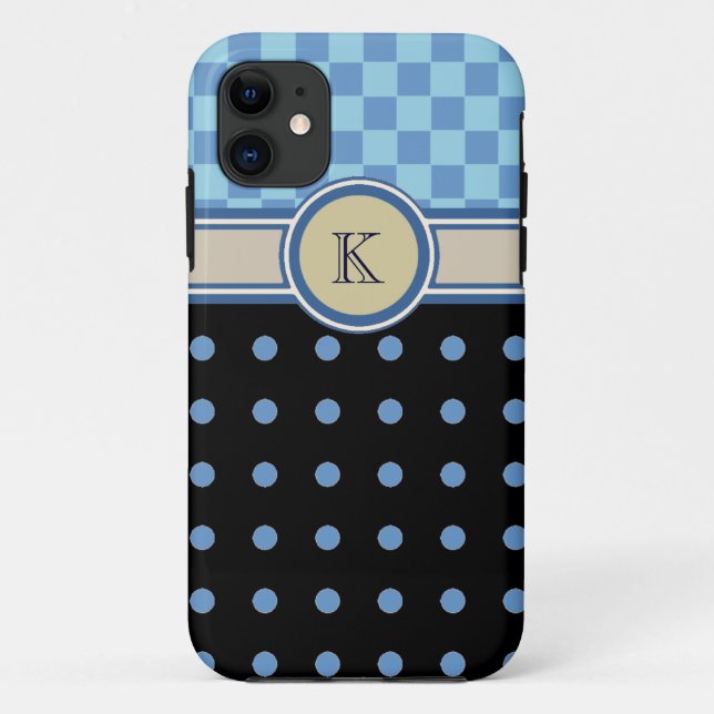 chess & polkadots pattern monogram Case-Mate iPhone case (Back)