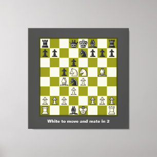 Chess Puzzle Mate in 2 Stretched Canvas Print