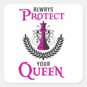 Chess Queen Chess Board Checkmate Board Funny Gift Square Sticker