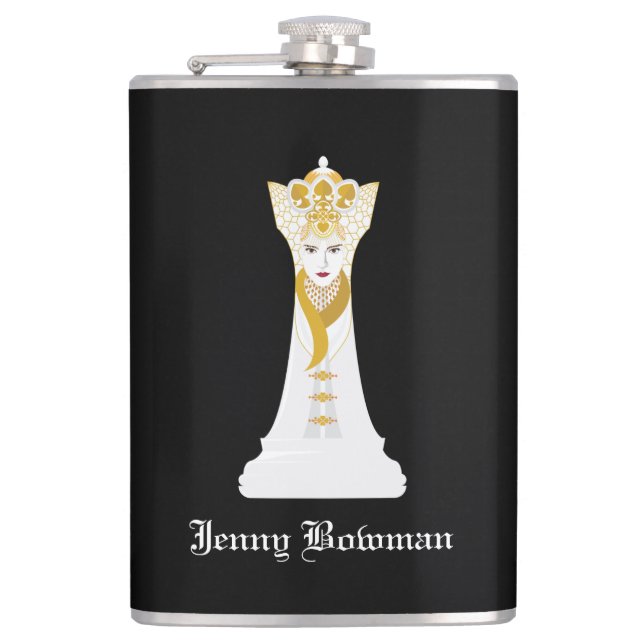 Chess queen / Personalised Name Flask (Front)