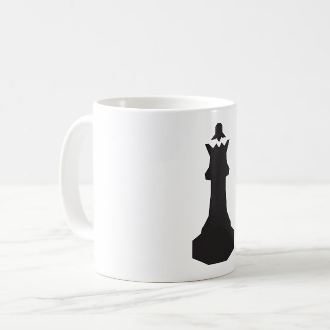 Chess Queen Silhouette Bold Minimalist Coffee Mug (Front Left)