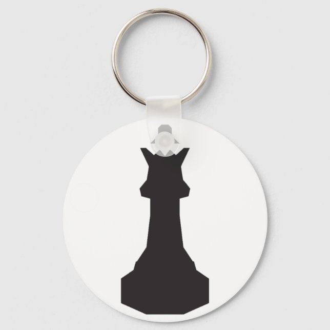 Chess Queen Silhouette Bold Minimalist Key Ring (Front)