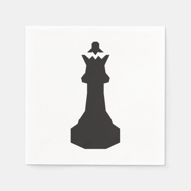 Chess Queen Silhouette Bold Minimalist Napkin (Front)