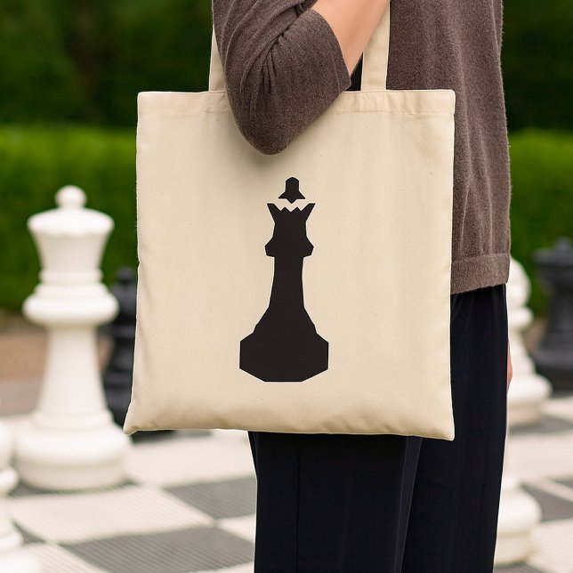 Chess Queen Silhouette Bold Minimalist Tote Bag (Creator Uploaded)