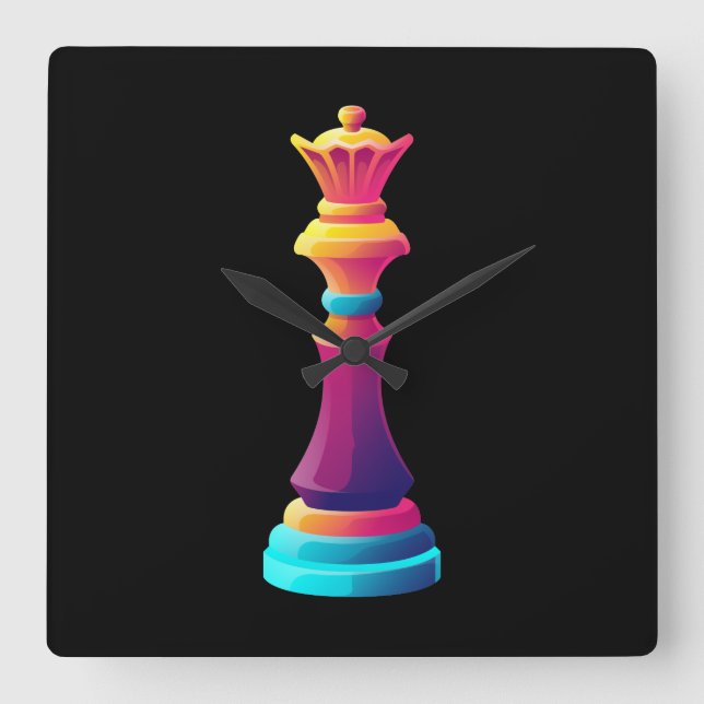 Chess Queen Square Wall Clock (Front)