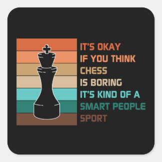 Chess Quote Vintage Sunset Square Sticker