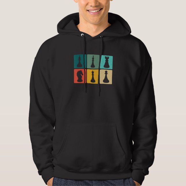 Chess Retro Graphic Chess Player Checkmate Board G Hoodie (Front)