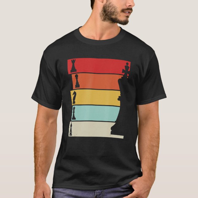 Chess Retro Player Chess Board T-Shirt (Front)