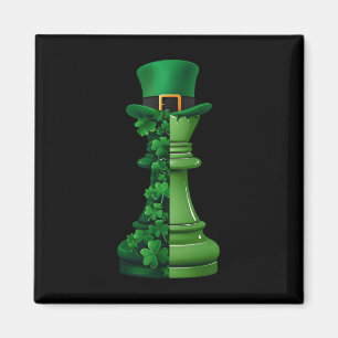 Chess Shamrock Leprechaun Patricks Day Womens Mens Magnet